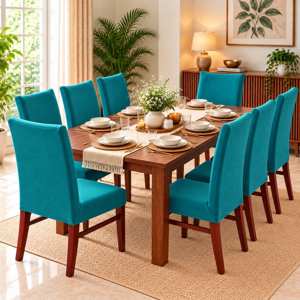 Premium Chair Cover - Stretchable & Elastic Fitted printed chair covers Great Happy IN Green 8 PCS (₹262 per pcs) 