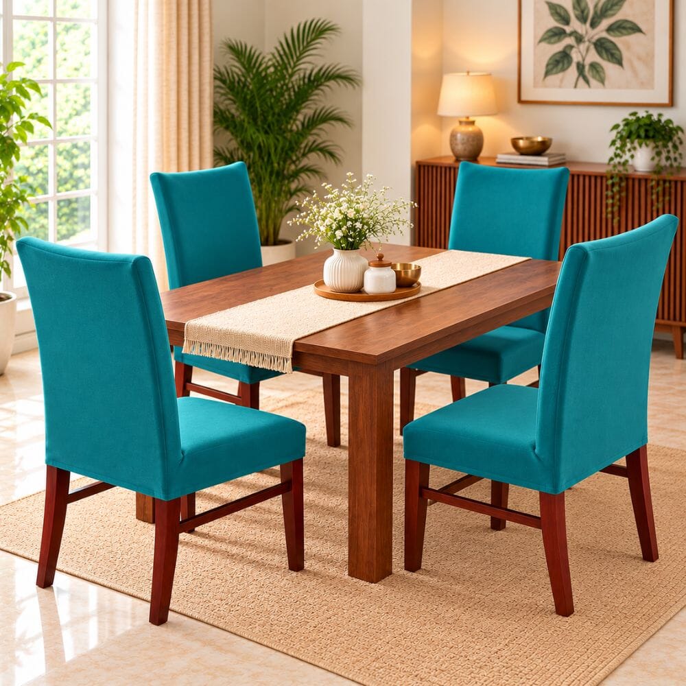 Green Premium Chair Cover - Stretchable & Elastic Fitted printed chair covers Great Happy IN 4 PCS - ₹1299 