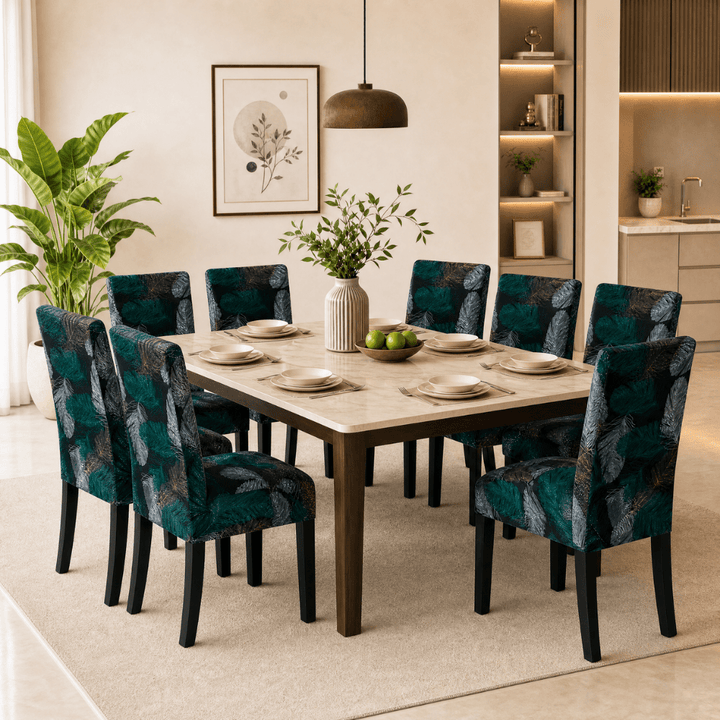 Premium Chair Cover - Stretchable & Elastic Fitted Great Happy IN Green Fern 8 PCS (₹262 per pcs) 