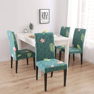 Premium Chair Cover - Stretchable & Elastic Fitted Great Happy IN Green Flamingo 2 PCS - ₹799 