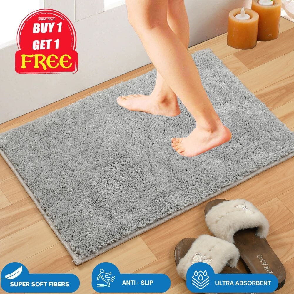 Multipurpose Super Absorbent - Anti Slip Premium Mat (BUY 1 GET 1 FREE) Great Happy IN 60 x 40 CM (Total 2pcs) - ₹849 Grey 