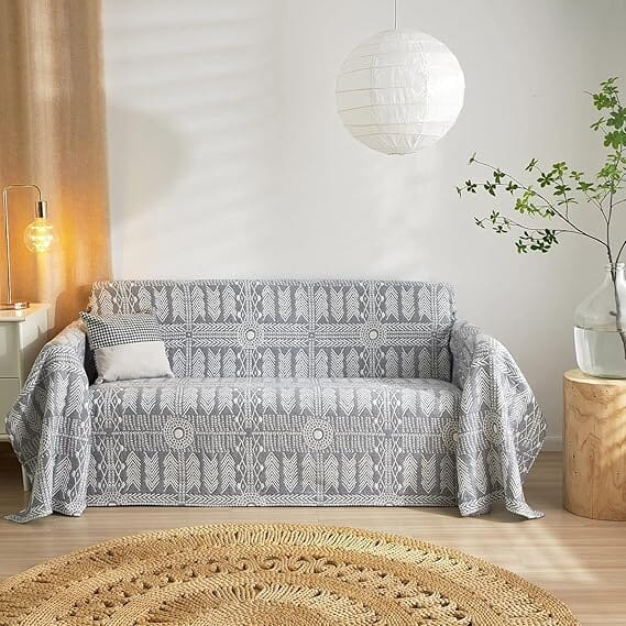 Grey Boho Throw Sofa Cover Great Happy IN 