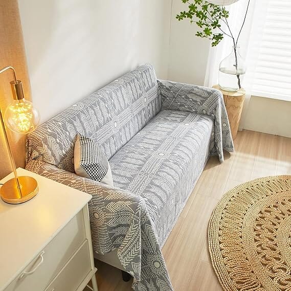 Grey Boho Throw Sofa Cover Great Happy IN 