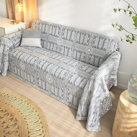 Grey Boho Throw Sofa Cover Great Happy IN 