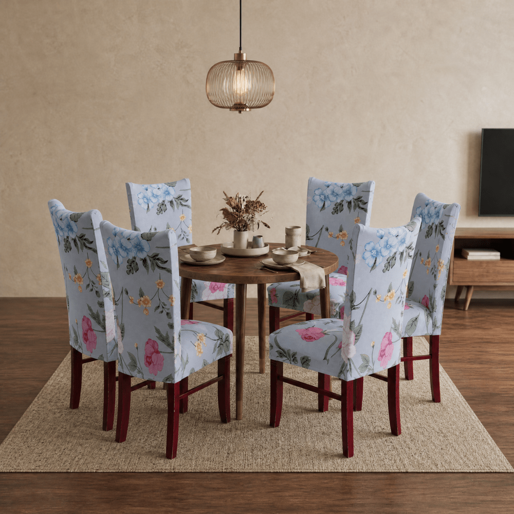 Premium Chair Cover - Stretchable & Elastic Fitted Great Happy IN Grey Rose 6 PCS (₹285 per pcs) 