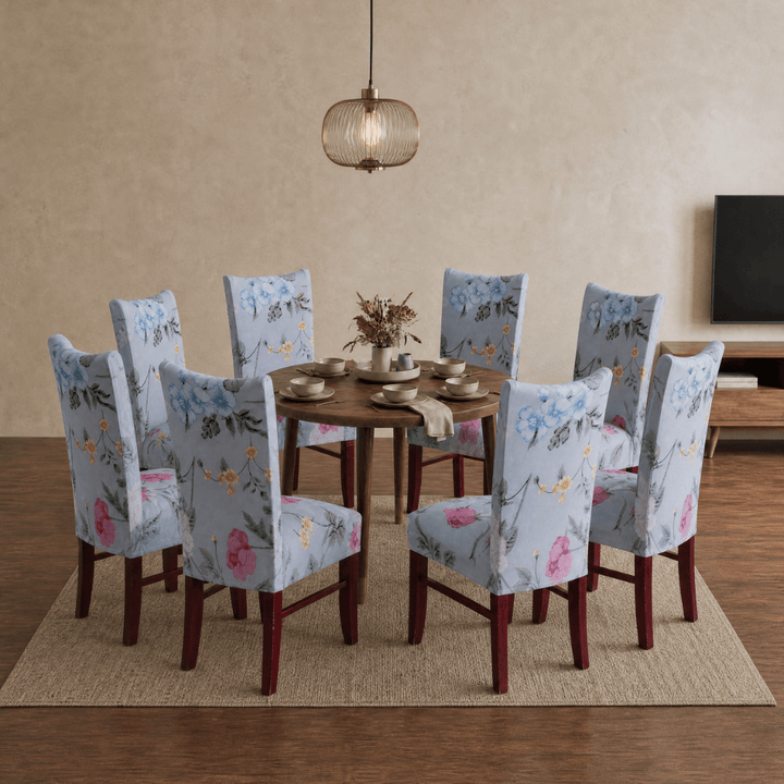 Grey Rose Premium Chair Cover - Stretchable & Elastic Fitted Great Happy IN 8 PCS - ₹2099 