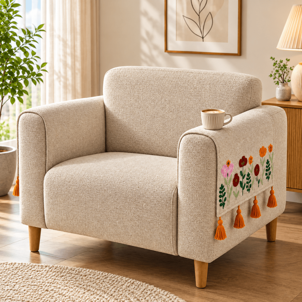 Gulistan Jute Look Cotton Sofa Cover jute sofa cover Great Happy IN Hand Rest Cover - 2 PCS 
