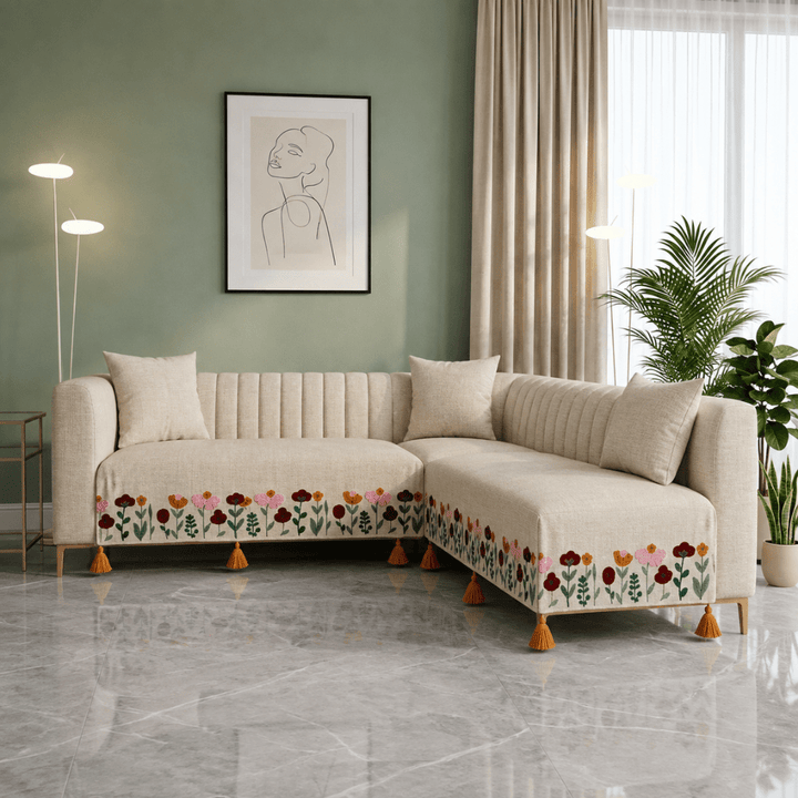 Jute Cotton Sofa Cover jute sofa cover Great Happy IN Gulistan 2+2(L SHAPE) 