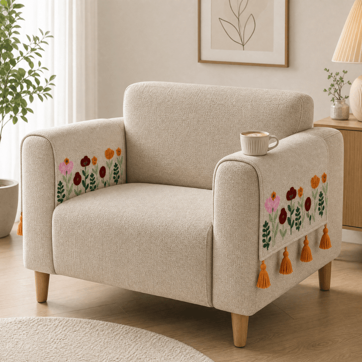 Jute Cotton Sofa Cover jute sofa cover Great Happy IN Gulistan Hand Rest Cover - 2 PCS 
