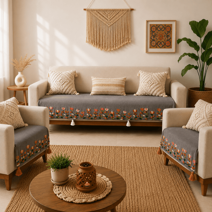 Jute Cotton Sofa Cover jute sofa cover Great Happy IN 