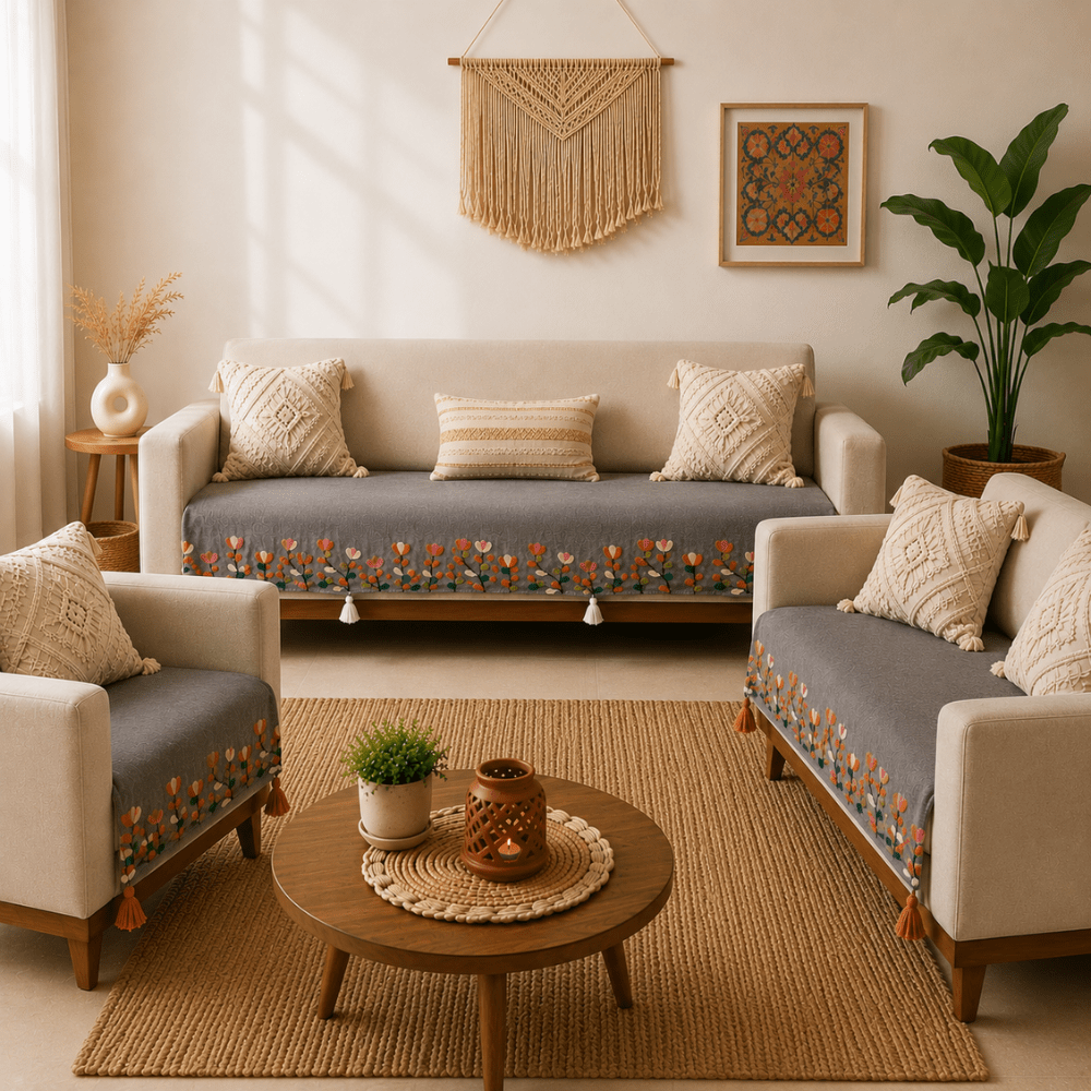 Jute Cotton Sofa Cover jute sofa cover Great Happy IN 