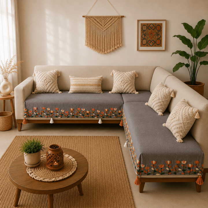 Jute Cotton Sofa Cover jute sofa cover Great Happy IN 