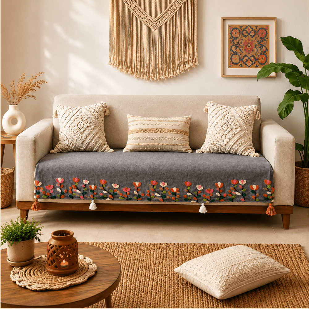 Jute Cotton Sofa Cover jute sofa cover Great Happy IN 