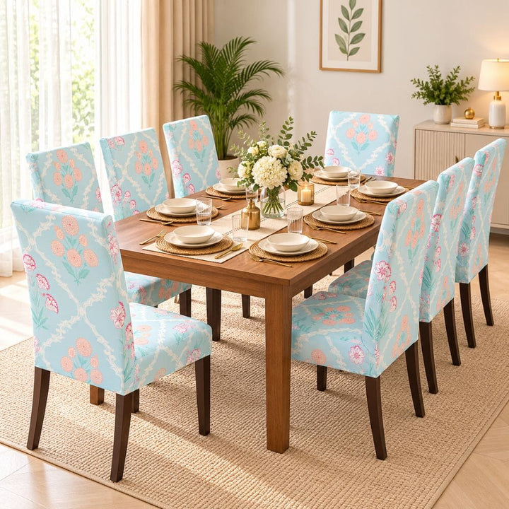 Gulshan Sky Premium Chair Cover - Stretchable & Elastic Fitted printed chair covers Great Happy IN 8 PCS (₹262 per pcs) 