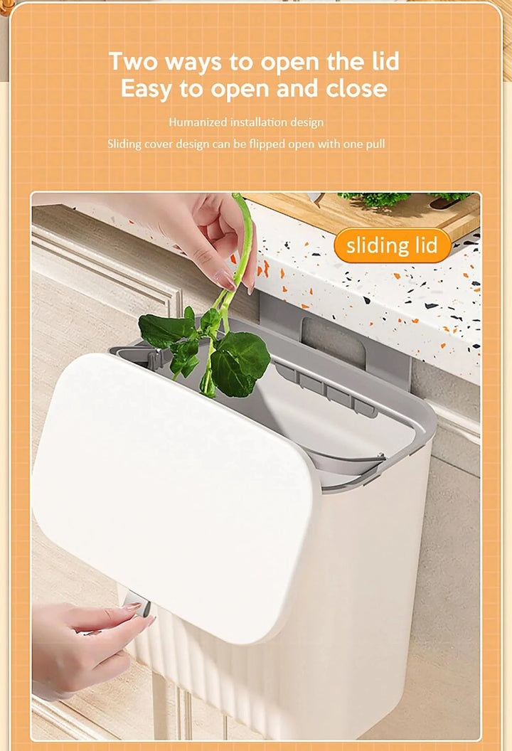 7 L Hanging Kitchen Trash Can with Lid Great Happy IN 