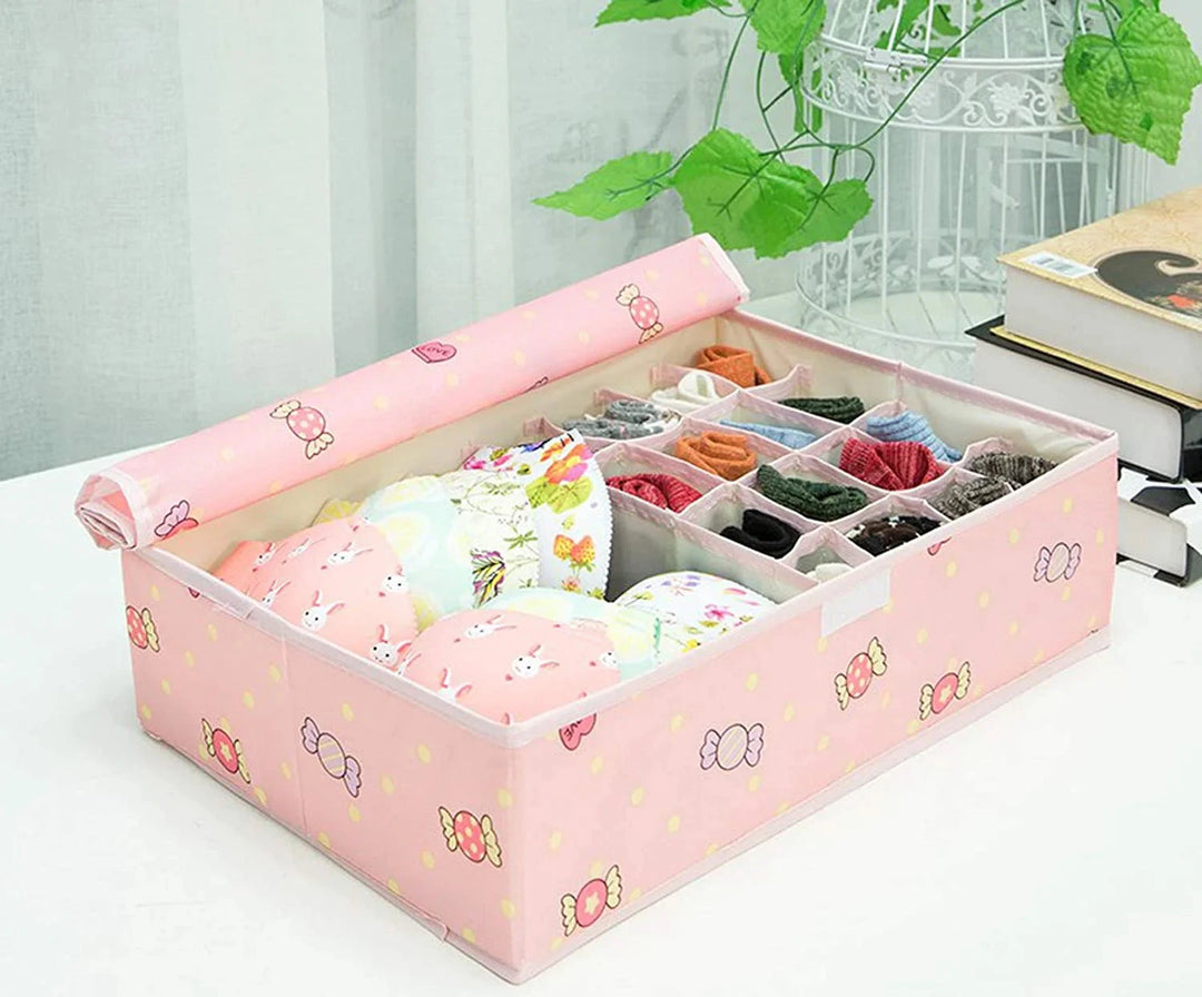 Versatile 17-Grid Innerwear Drawer Organizer Great Happy IN Pink Candy 