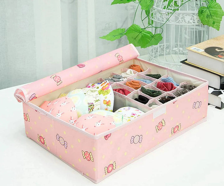 Versatile 17-Grid Innerwear Drawer Organizer Great Happy IN Pink Candy 