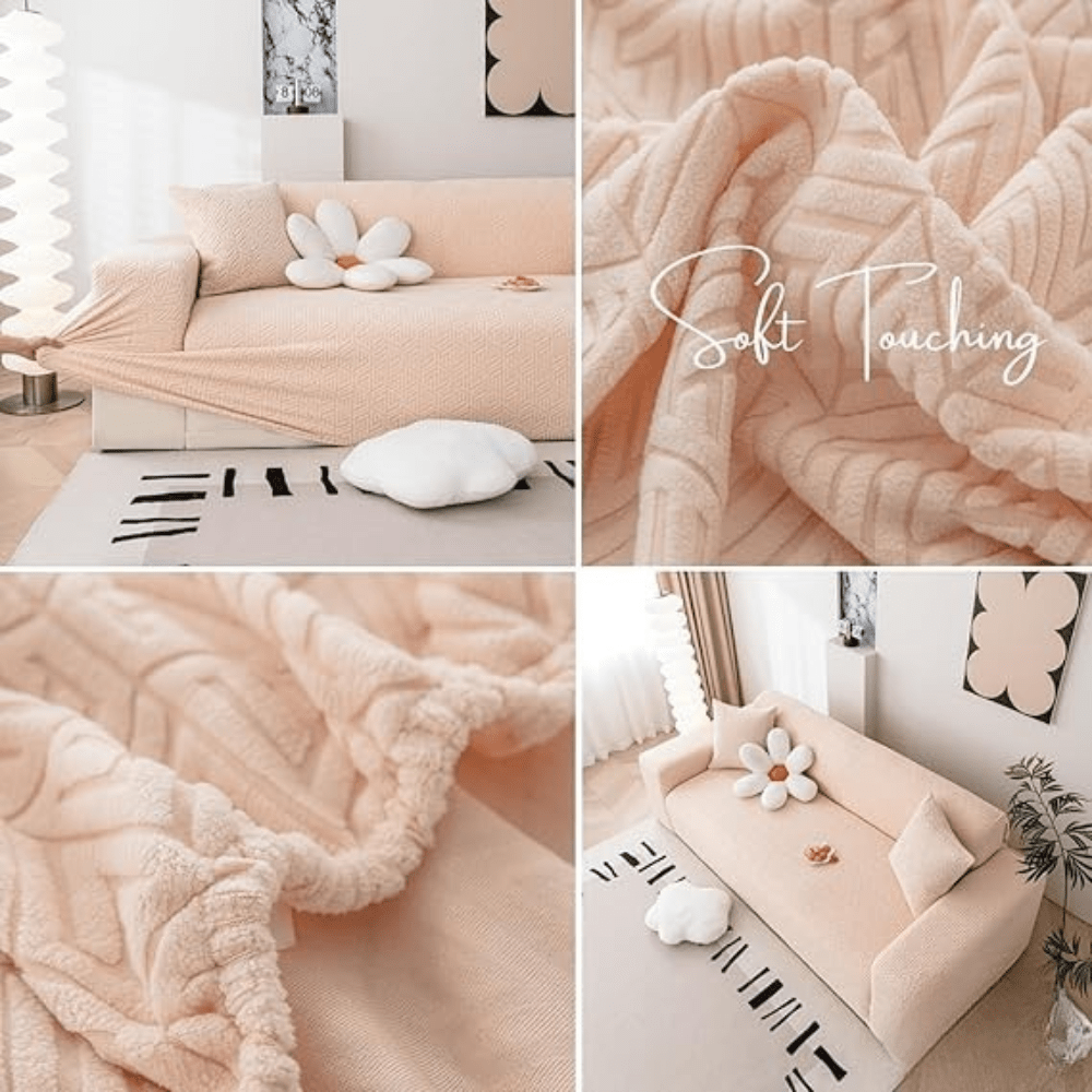 Beige Grain Texture Jacquard Sofa Cover Great Happy IN 