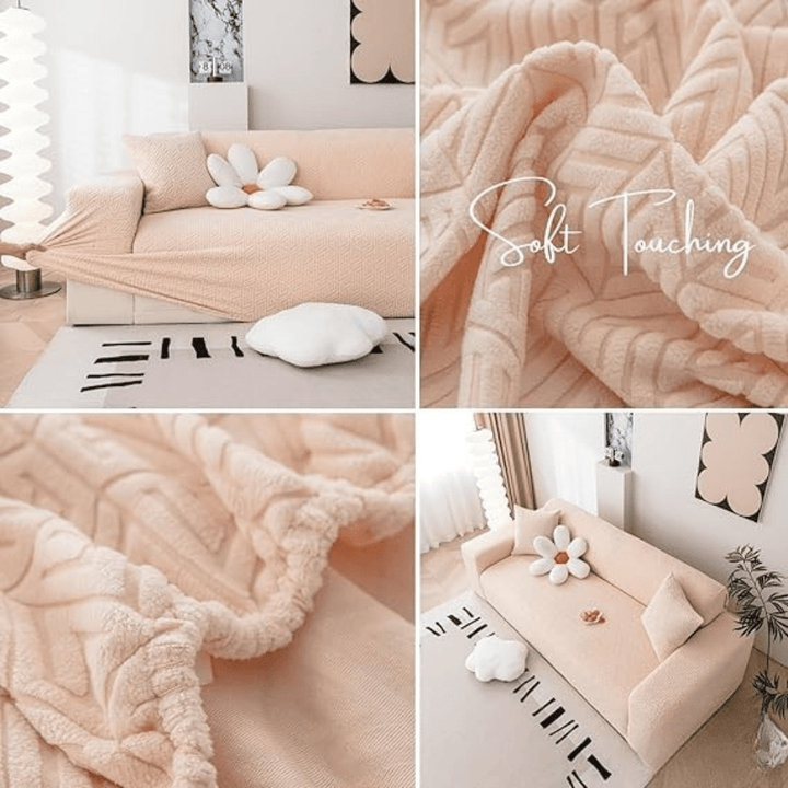 Beige Grain Texture Jacquard Sofa Cover Great Happy IN 