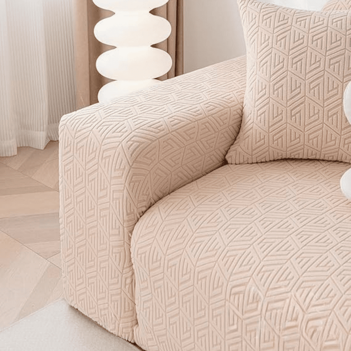 Beige Grain Texture Jacquard Sofa Cover Great Happy IN 
