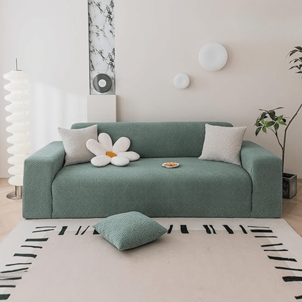 Green Grain Texture Jacquard Sofa Cover Great Happy IN 