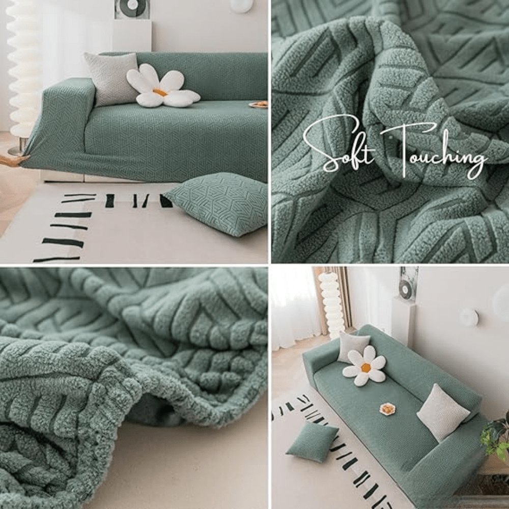 Green Grain Texture Jacquard Sofa Cover Great Happy IN 