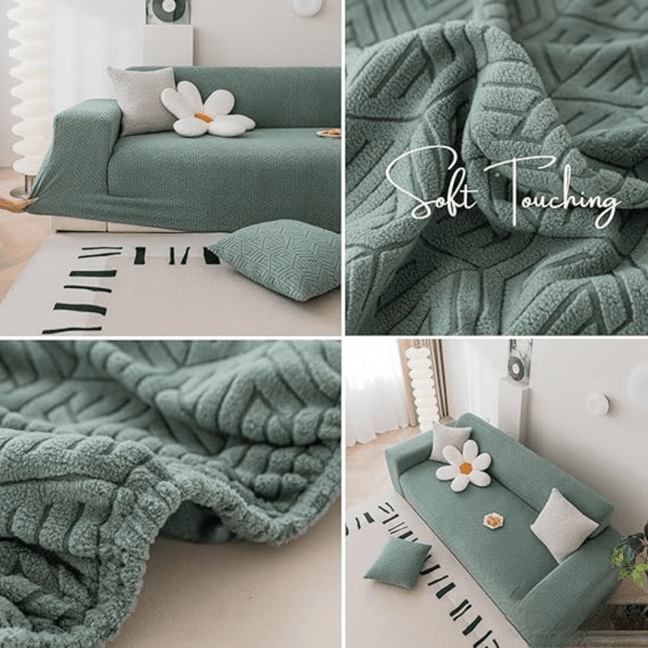Green Grain Texture Jacquard Sofa Cover Great Happy IN 