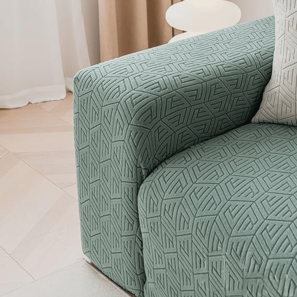 Green Grain Texture Jacquard Sofa Cover Great Happy IN 