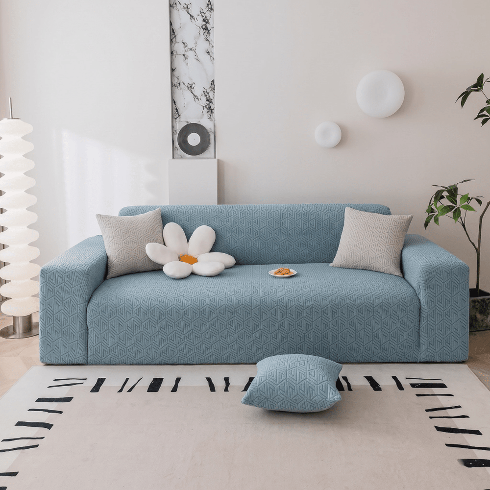 Sofa Cover bubble frill sofa cover Great Happy IN Light Blue Grain 3 Seater 