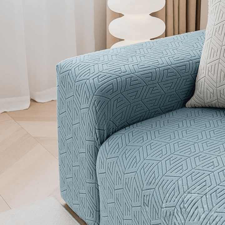 Light Blue Grain Texture Jacquard Sofa Cover Great Happy IN 
