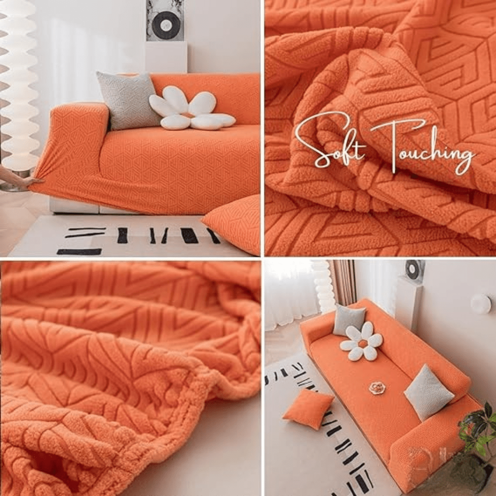 Orange Grain Texture Jacquard Sofa Cover Great Happy IN 
