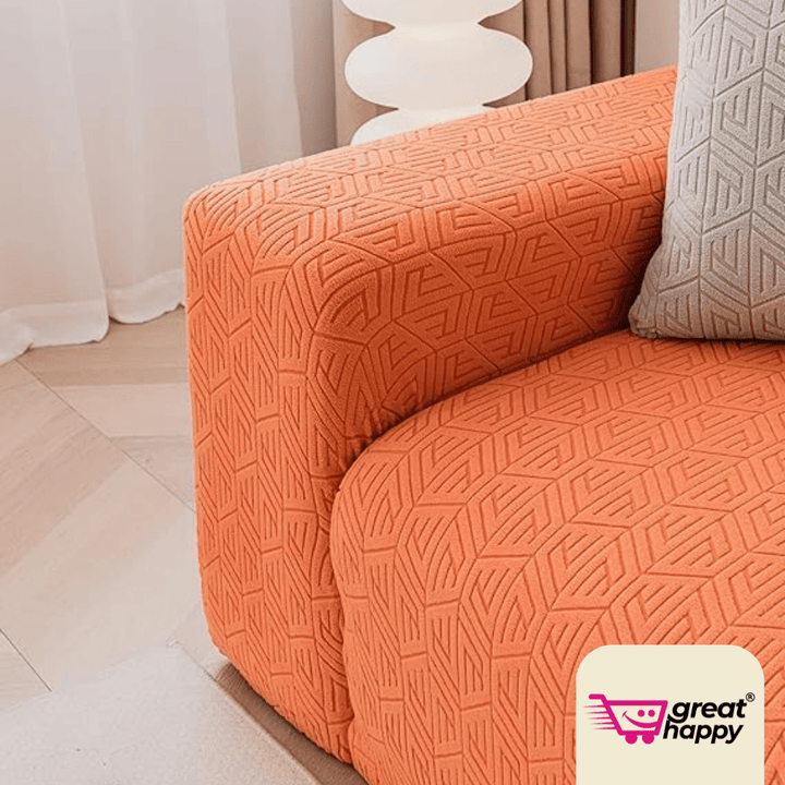 Orange Grain Texture Jacquard Sofa Cover Great Happy IN 
