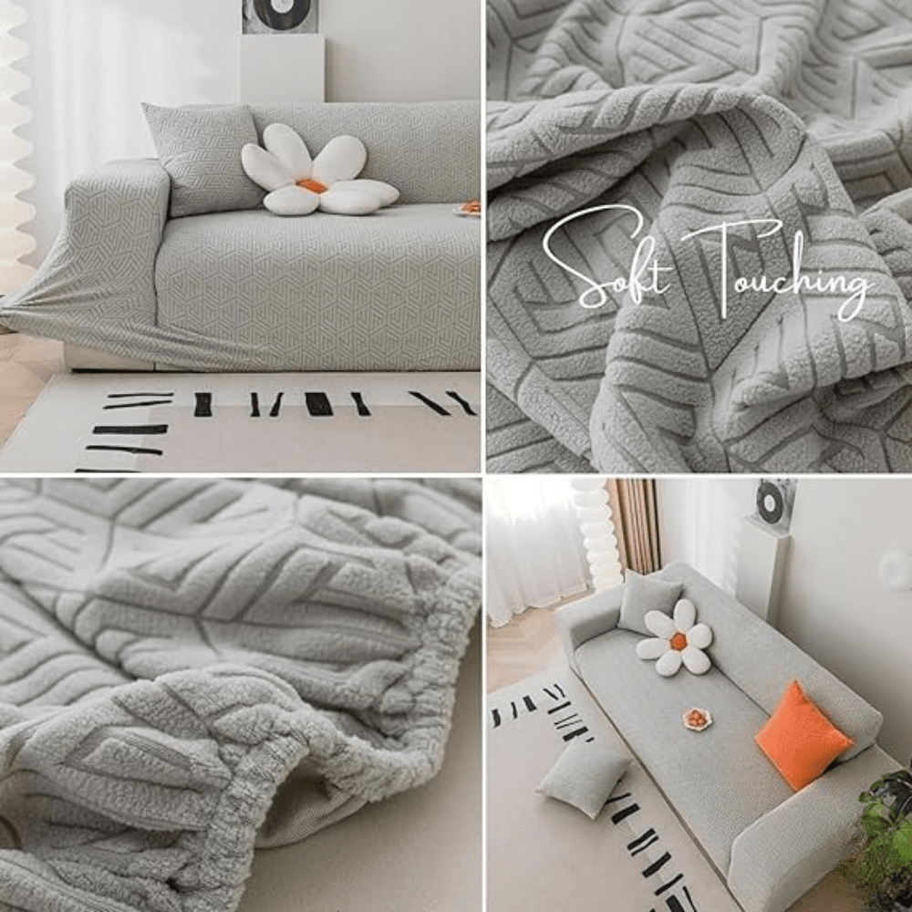 Smoke Grain Texture Jacquard Sofa Cover Great Happy IN 