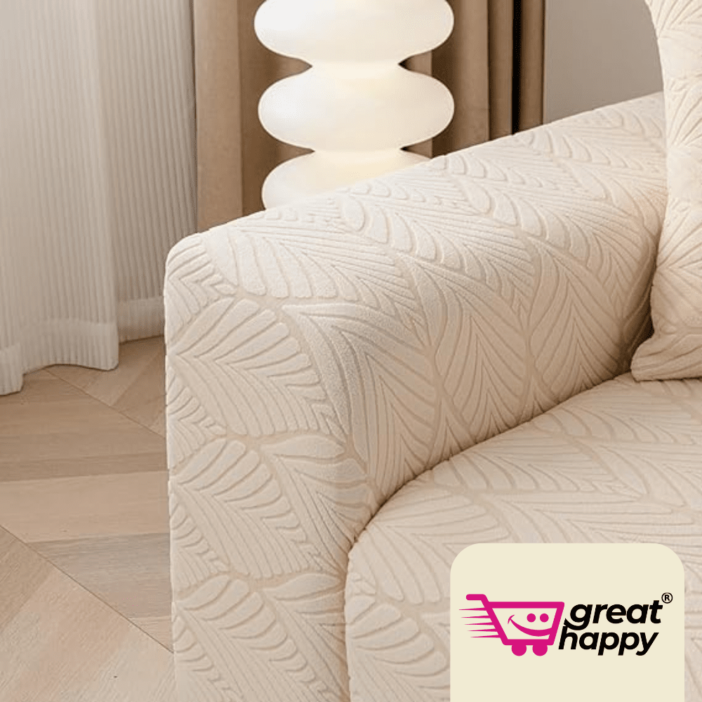 Beige Leaf Texture Jacquard Sofa Cover Great Happy IN 