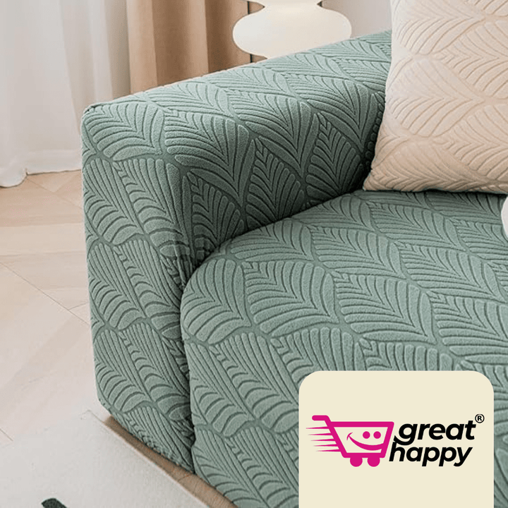 Green Leaf Texture Jacquard Sofa Cover Great Happy IN 