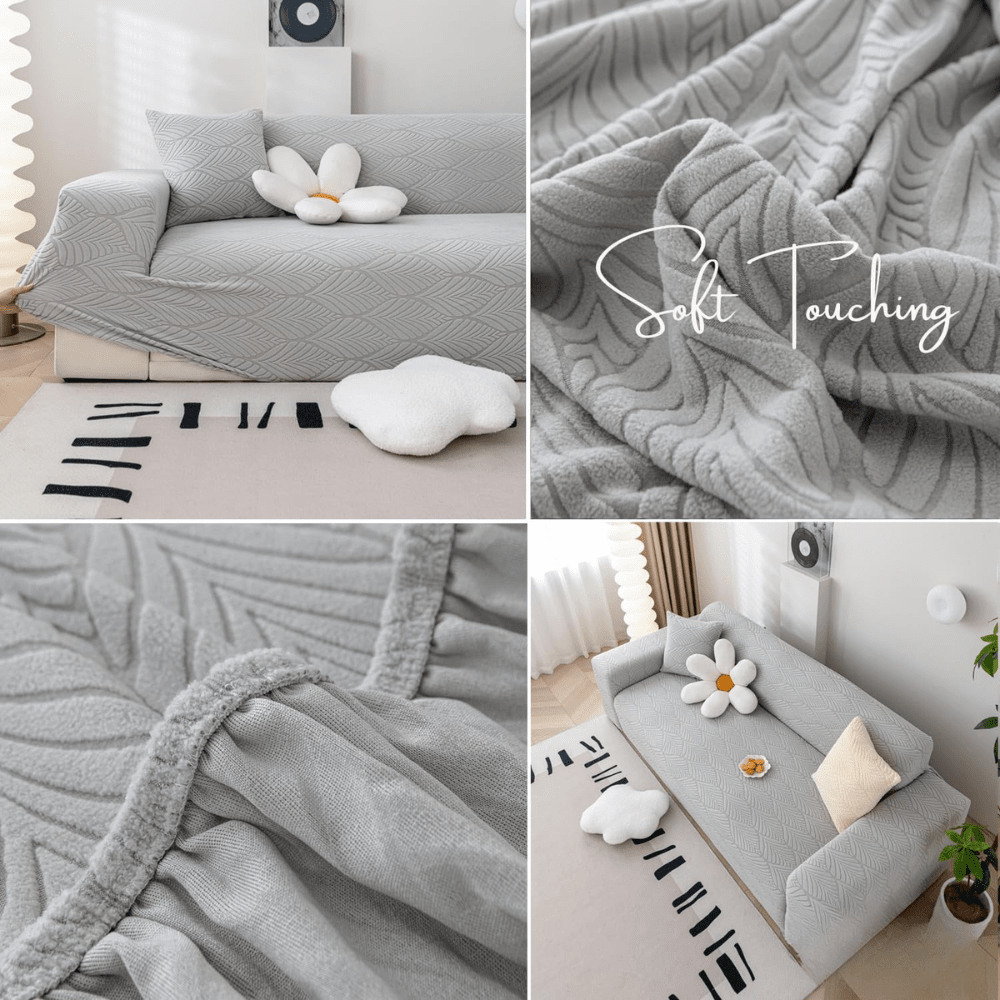 Smoke Leaf Texture Jacquard Sofa Cover Great Happy IN 