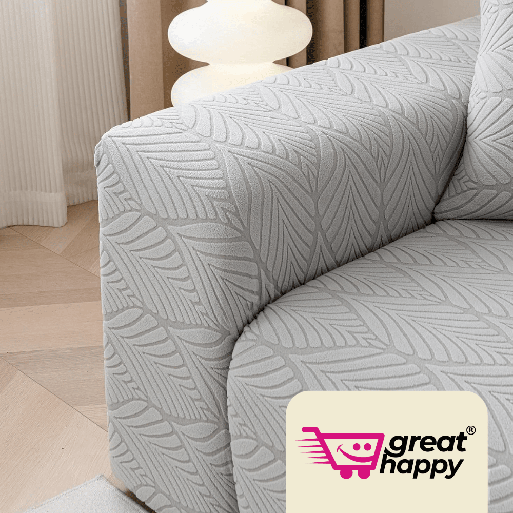 Smoke Leaf Texture Jacquard Sofa Cover Great Happy IN 