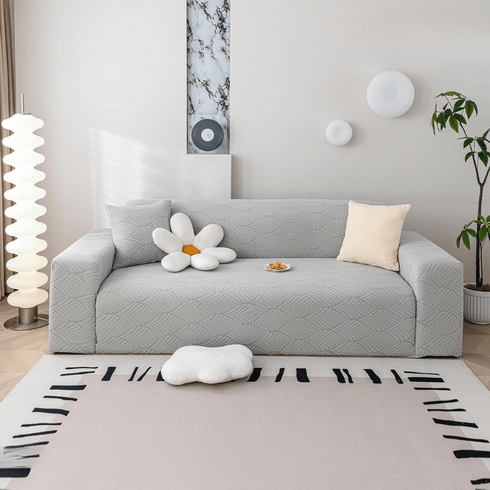 Smoke Leaf Texture Jacquard Sofa Cover Great Happy IN 