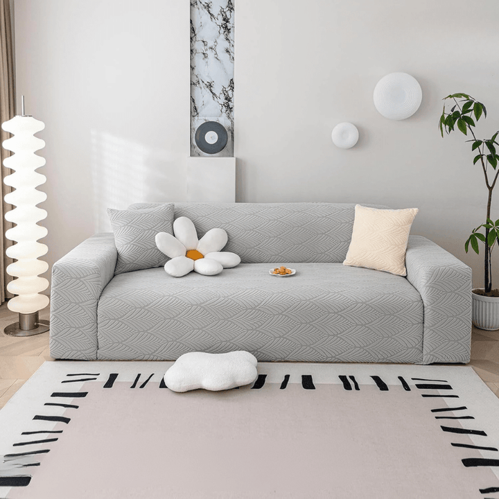 Smoke Leaf Texture Jacquard Sofa Cover Great Happy IN 