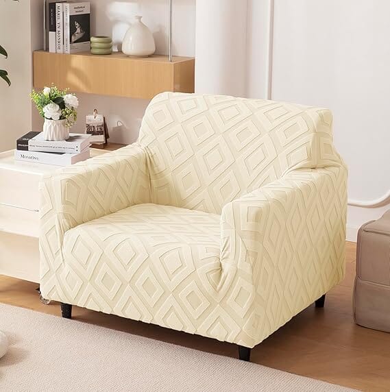 Beige Diamond Texture Jacquard Sofa Cover Great Happy IN 1 Seater 