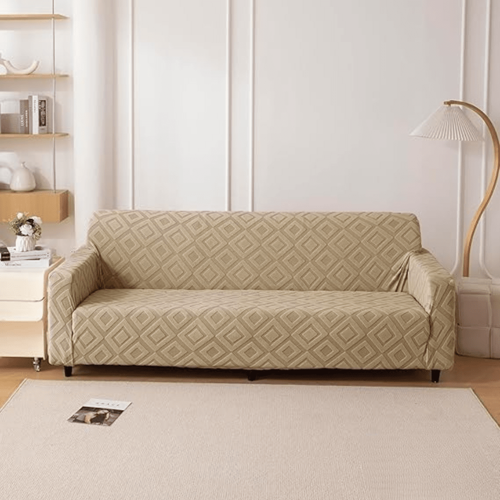 Camel Diamond Texture Jacquard Sofa Cover Great Happy IN 