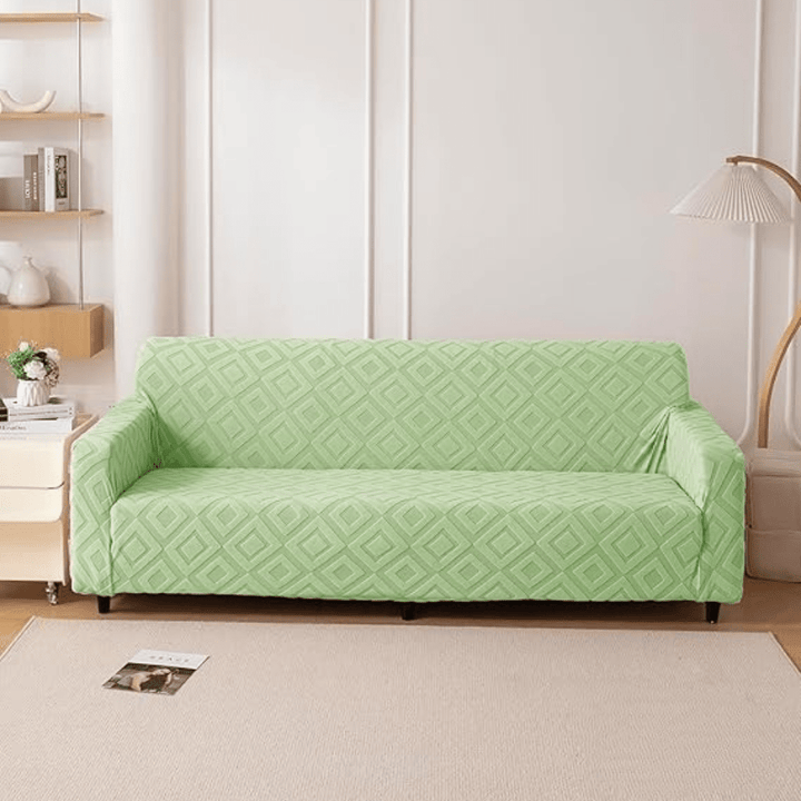 Green Diamond Texture Jacquard Sofa Cover Great Happy IN 