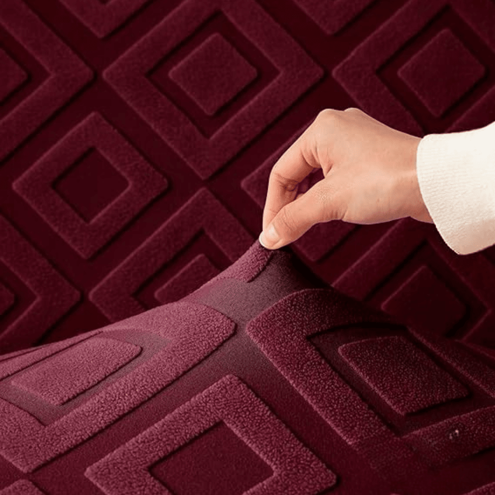 Maroon Diamond Texture Jacquard Sofa Cover Great Happy IN 