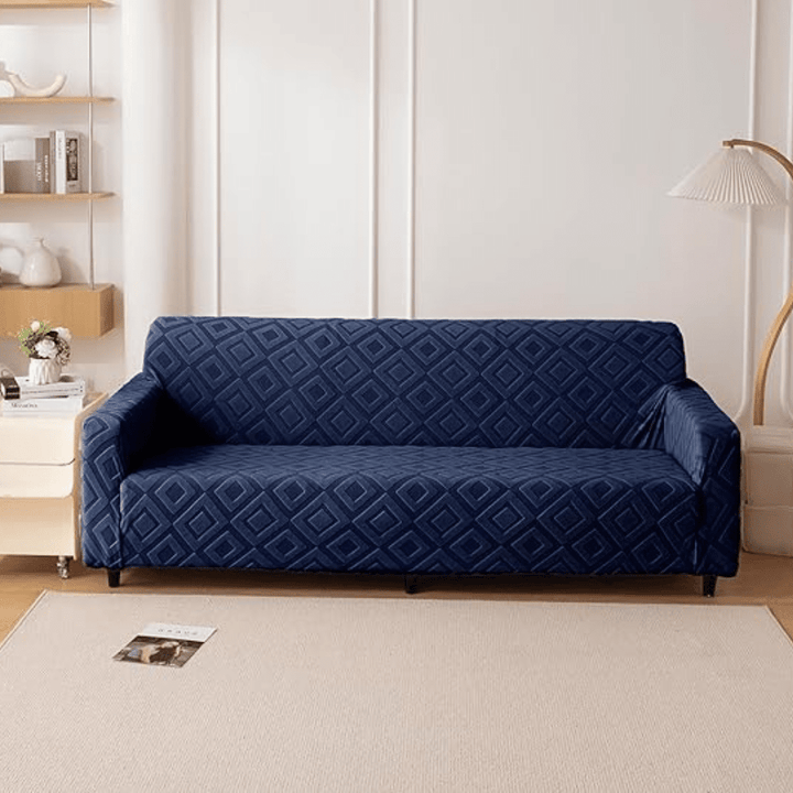Navy Diamond Texture Jacquard Sofa Cover Great Happy IN 
