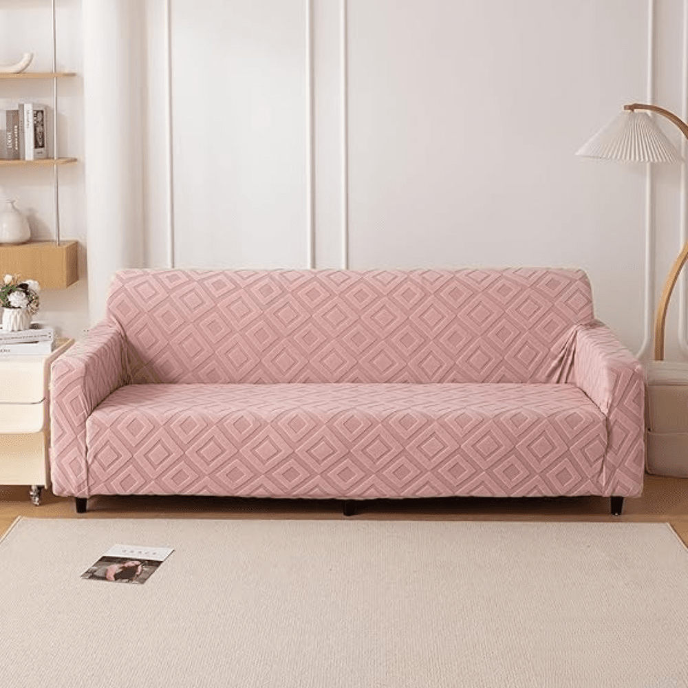 Pink Diamond Texture Jacquard Sofa Cover Great Happy IN 