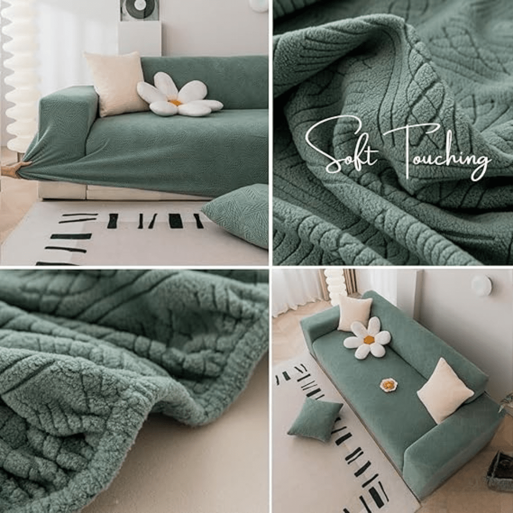 Green Plaid Texture Jacquard Sofa Cover Great Happy IN 