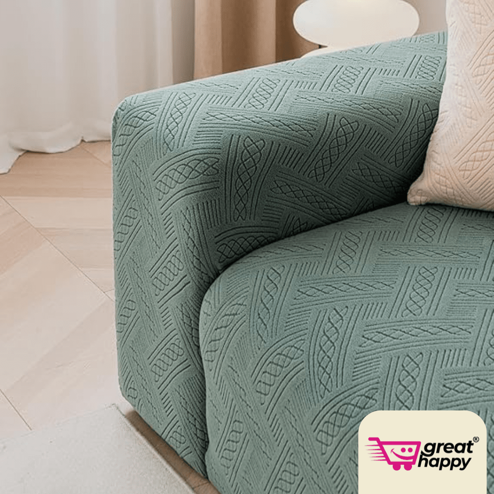 Green Plaid Texture Jacquard Sofa Cover Great Happy IN 