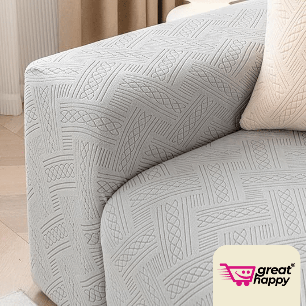 Smoke Plaid Texture Jacquard Sofa Cover Great Happy IN 