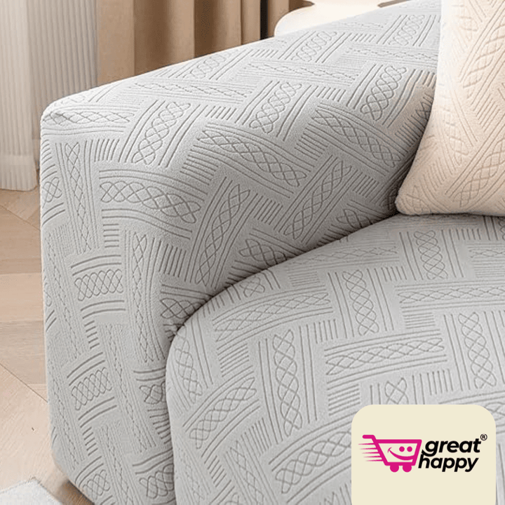 Smoke Plaid Texture Jacquard Sofa Cover Great Happy IN 