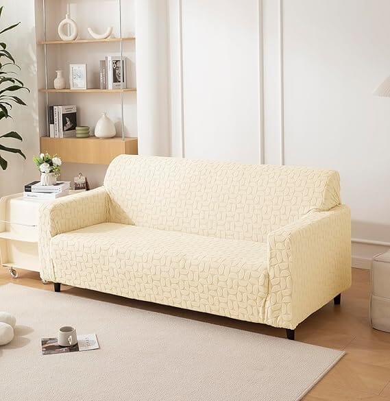 Sofa Cover bubble frill sofa cover Great Happy IN Beige 3d Leaf 3 Seater 
